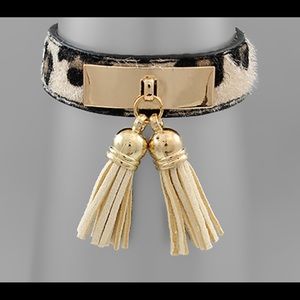 Leopard Hide Bracelet With Tassels
